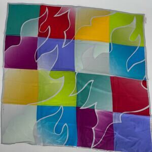 Vintage‎ Marja Kurki Colorful Geometric Silk Scarf